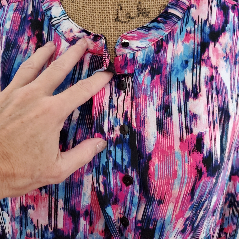 Ny Collection Abstract Print Layered Front Detail… - image 8